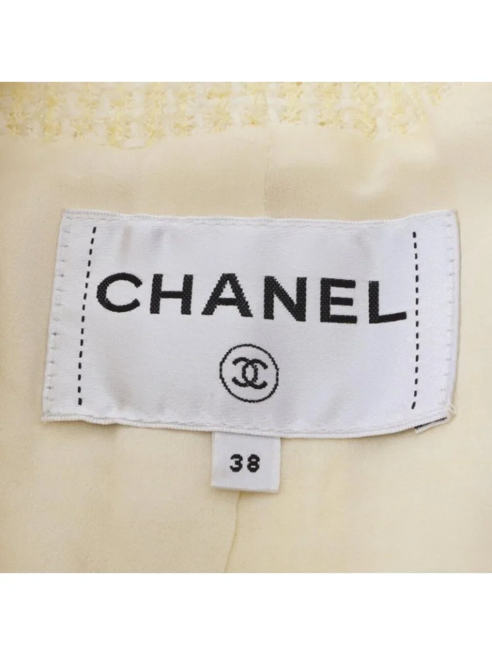 Chanel Collarless Jacket CC Logo Bijou Button Tweed